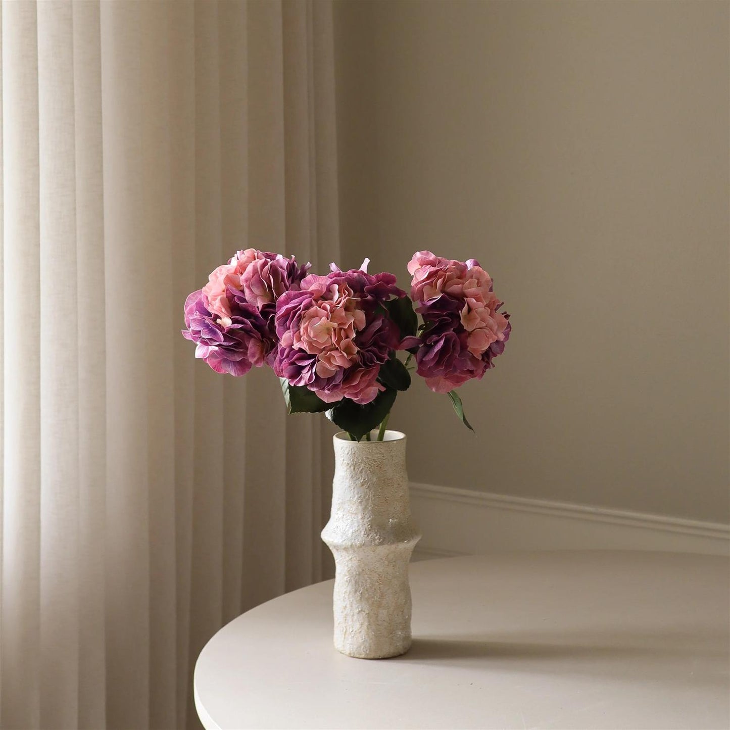 Faded pink hydrangea flower