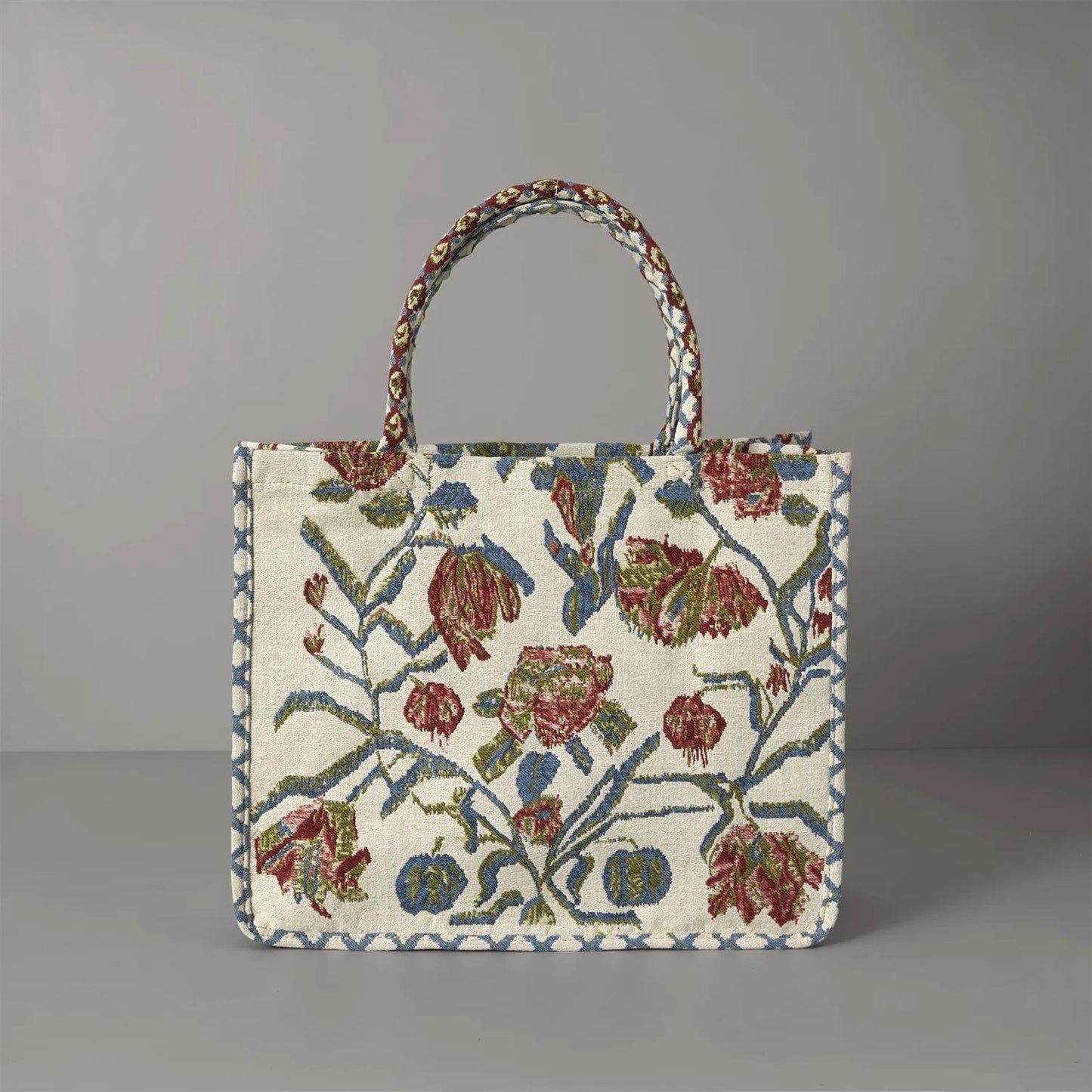 Anniken flower spring tote, large ruby blue