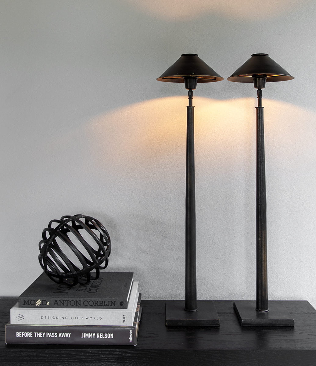 Positano Bordlampe med skjerm, Black/Antikk Bronse