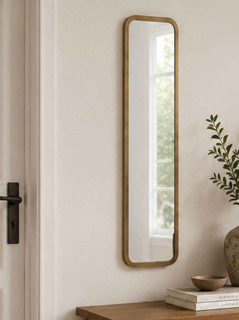 Speil vintage square brass 31x122 cm