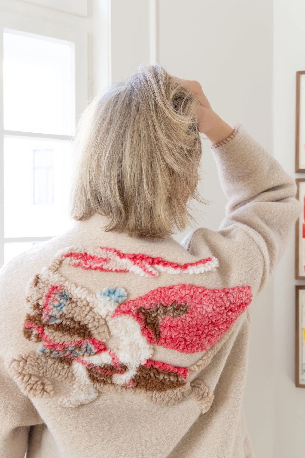 GM Horse wool cardigan, beige coral