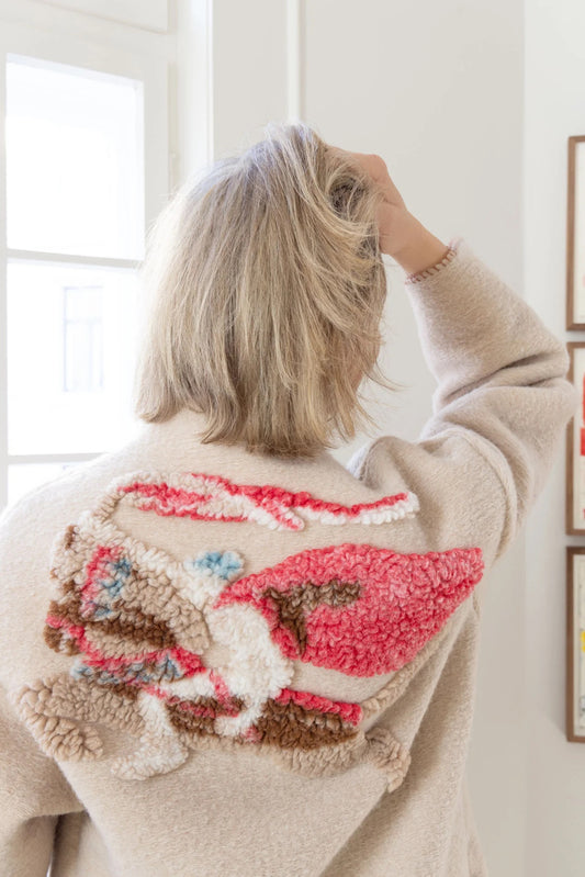 GM Horse wool cardigan, beige coral