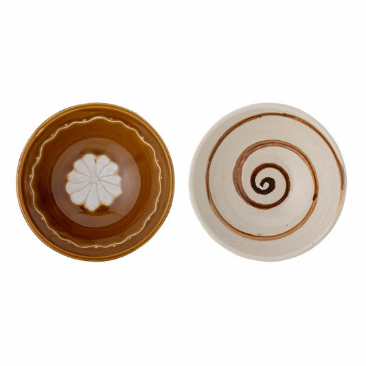 Heikki skål, beige med brun spiral Ø12x4,5cm