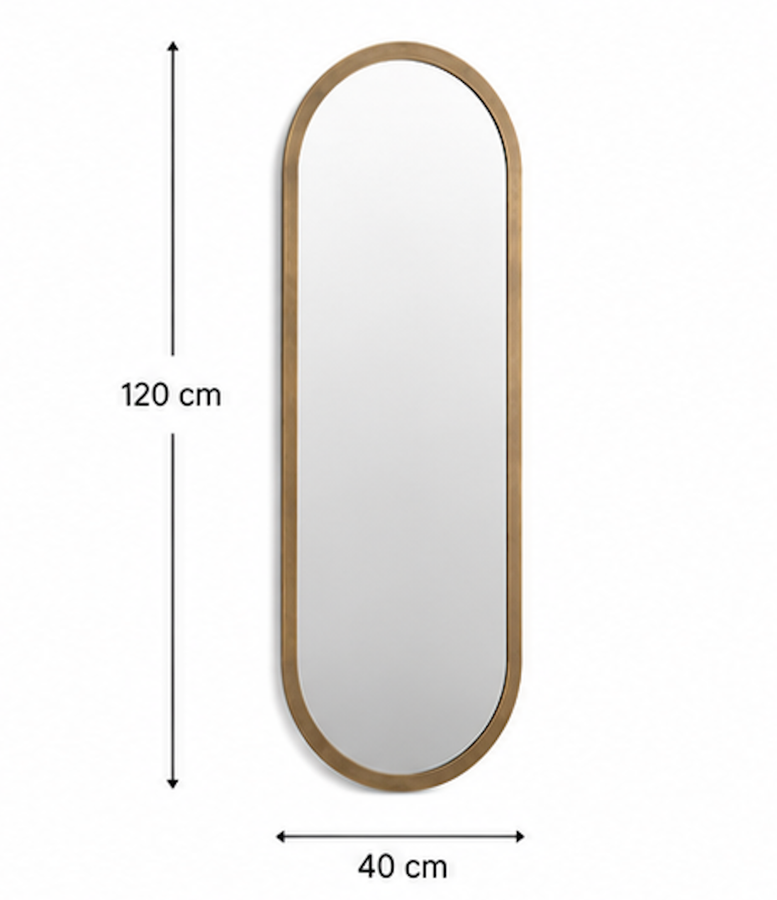 Speil vintage oval brass 40x120 cm