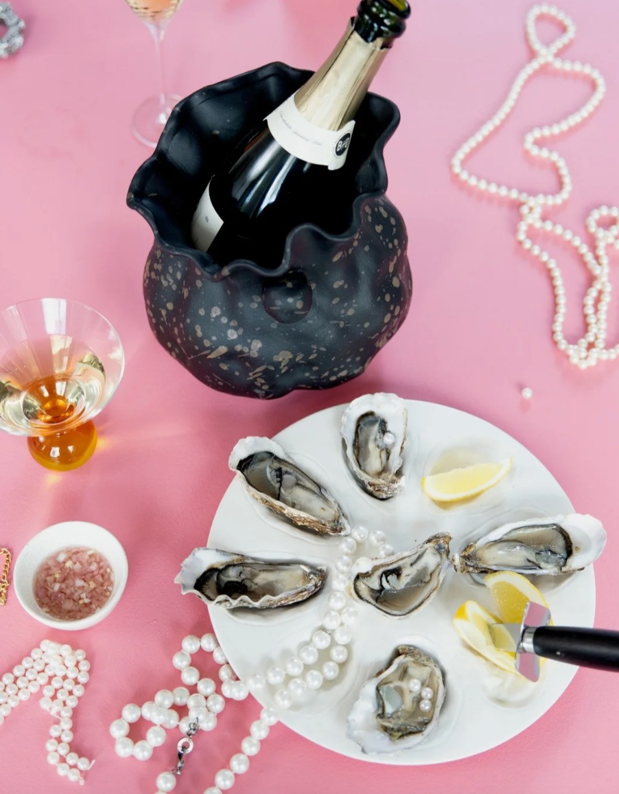 Serveringsfat Oyster hvit/grå