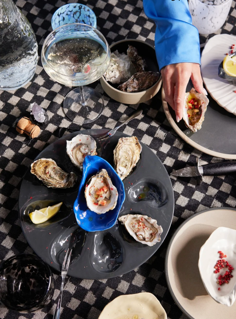 Serveringsfat Oyster hvit/grå