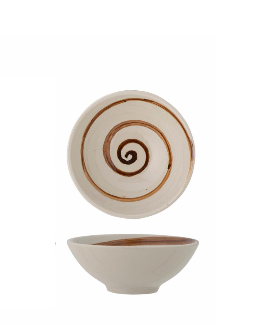 Heikki skål, beige med brun spiral Ø12x4,5cm