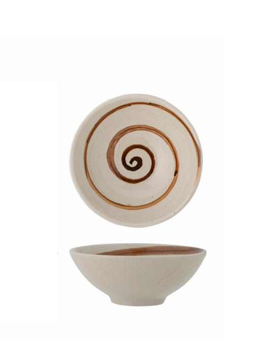 Heikki skål, beige med brun spiral Ø12x4,5cm