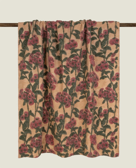 Easy Boiled Wool Old Flower Burgundy pledd, 150x190