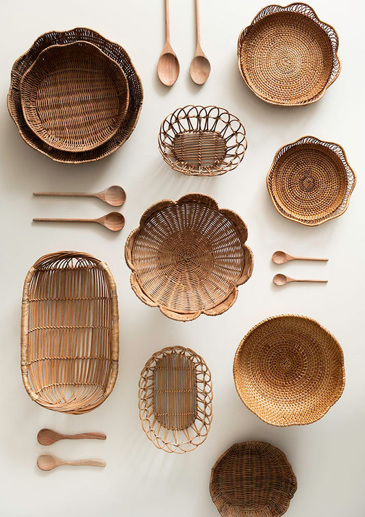 Anira brødkurv M rattan, Ø30 cm