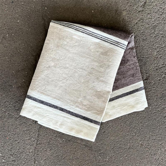 Kjøkkenhåndkle stripe, natur/brun