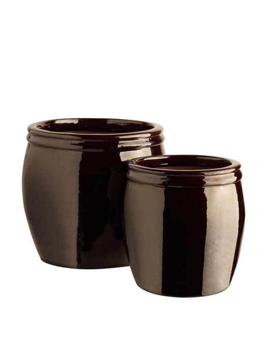 brun krukke, keramikk 25x25 cm