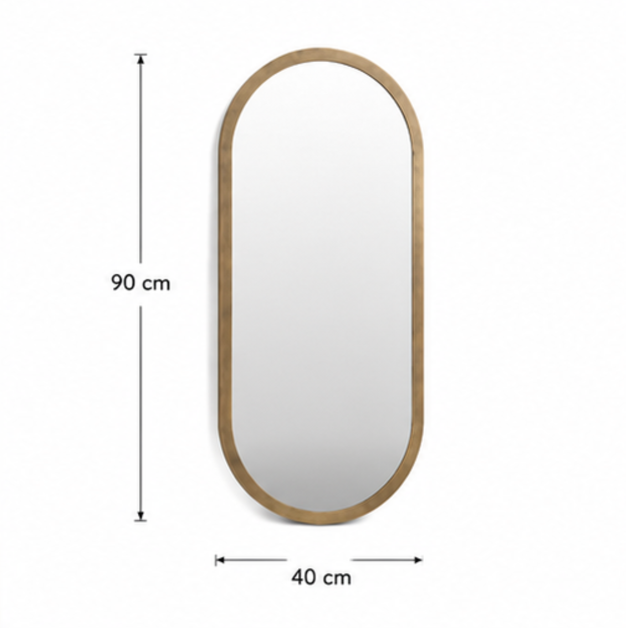 Speil vintage oval brass 40x90 cm
