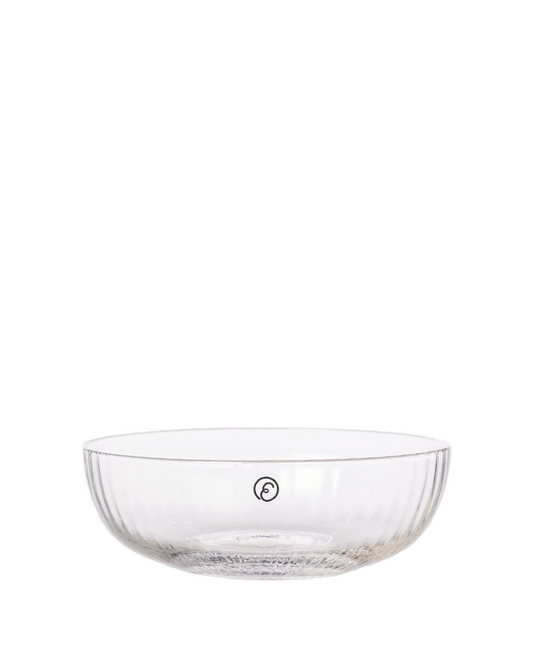 Glass skål rillet, 13x4 cm