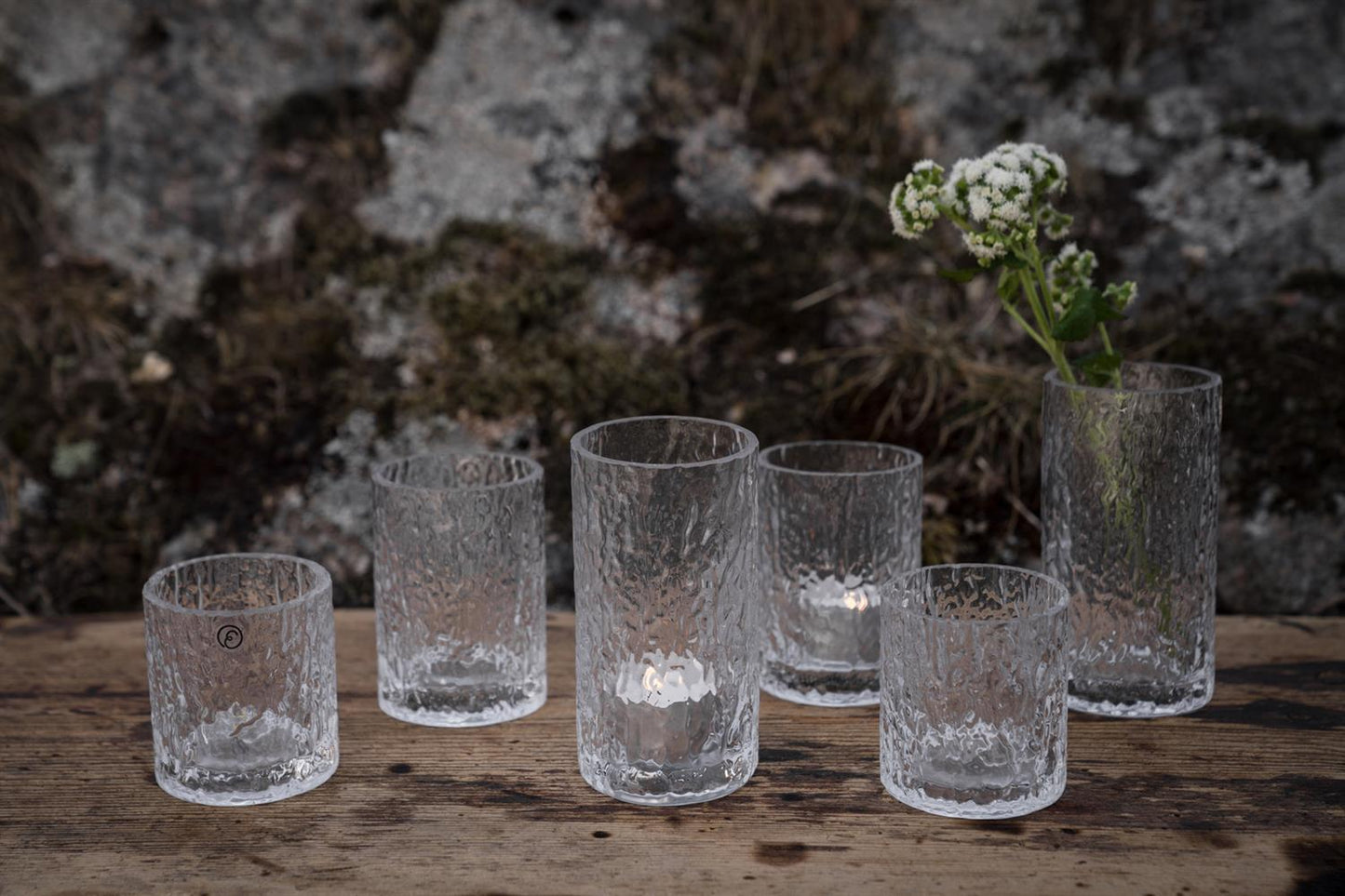 Telysholder, mønstret glass 8,5 cm