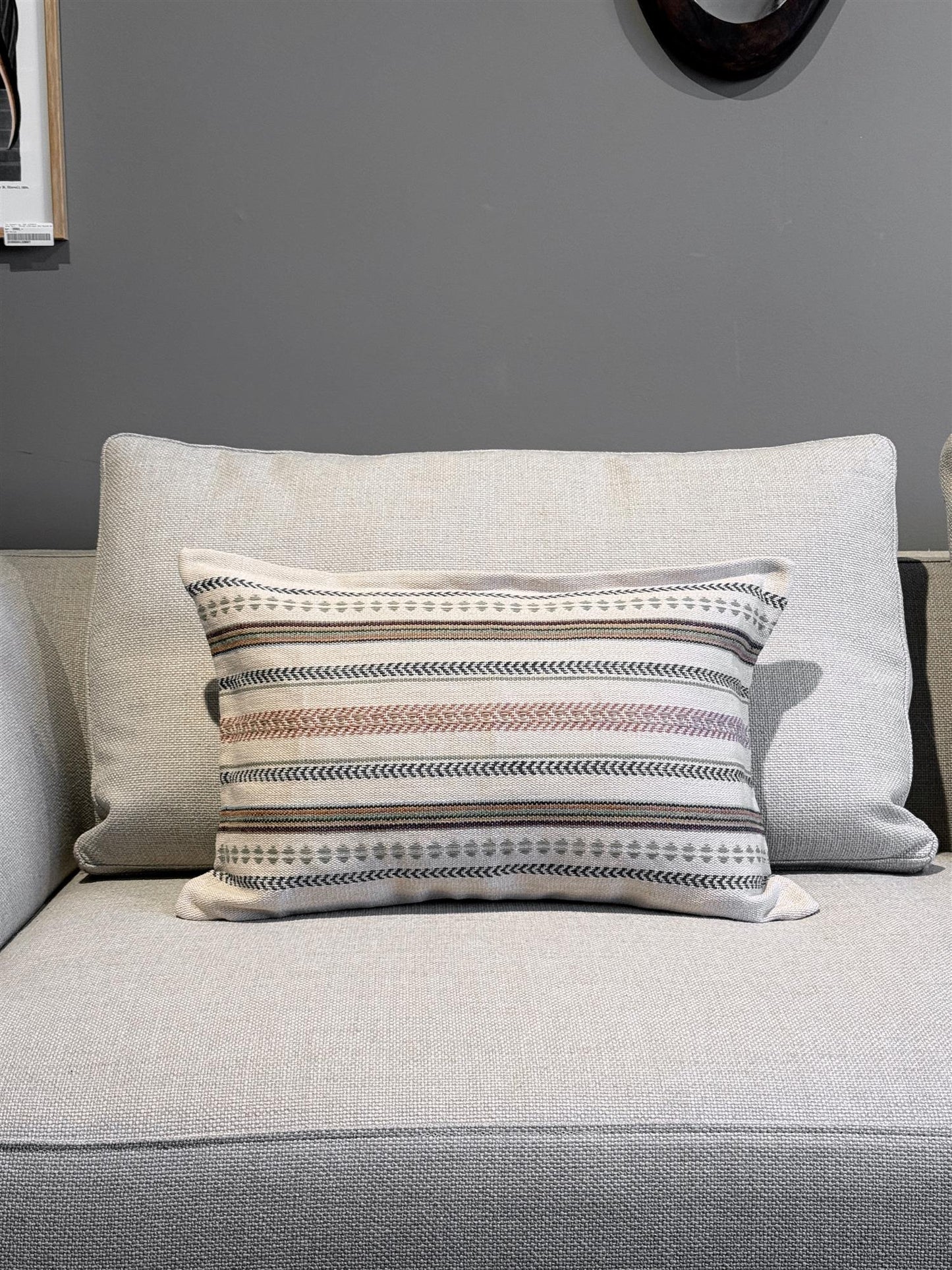 Pyntepute Mulberry Racing stripe denim 40x60 cm