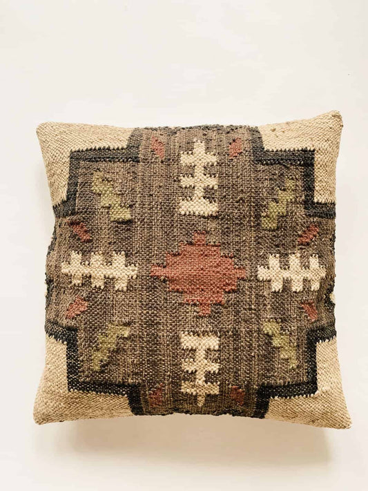 Putetrekk kelim 50x50 cm, brun