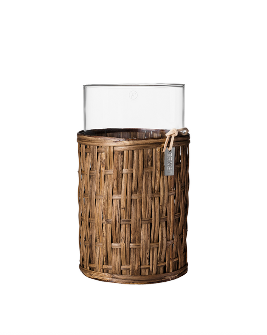 Lykt vase Ø10xH18 cm, mørk kurv
