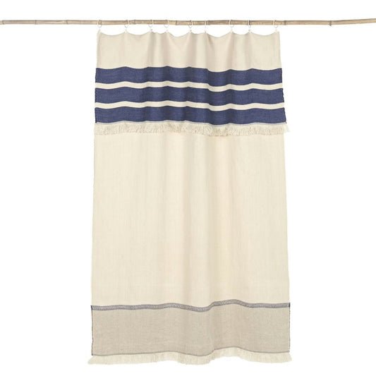 Marina stripe linpledd/duk 120x240 cm, Indigo