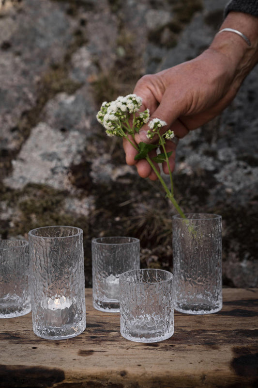 Telysholder, mønstret glass 6,5 cm