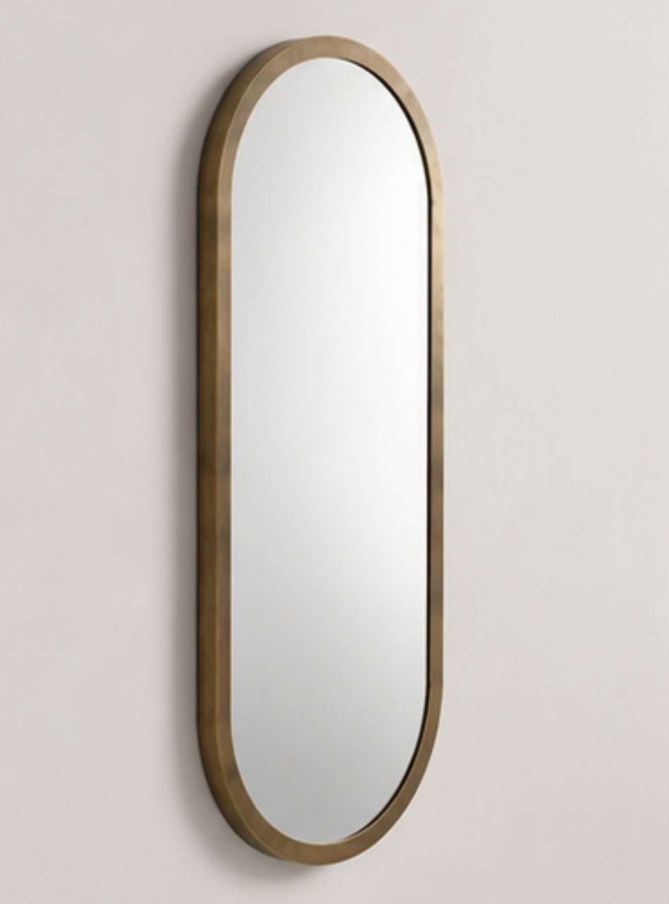 Speil vintage oval brass 40x90 cm