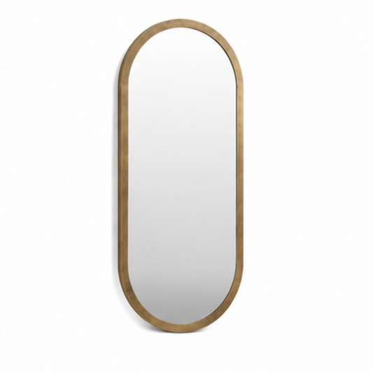 Speil vintage oval brass 40x90 cm