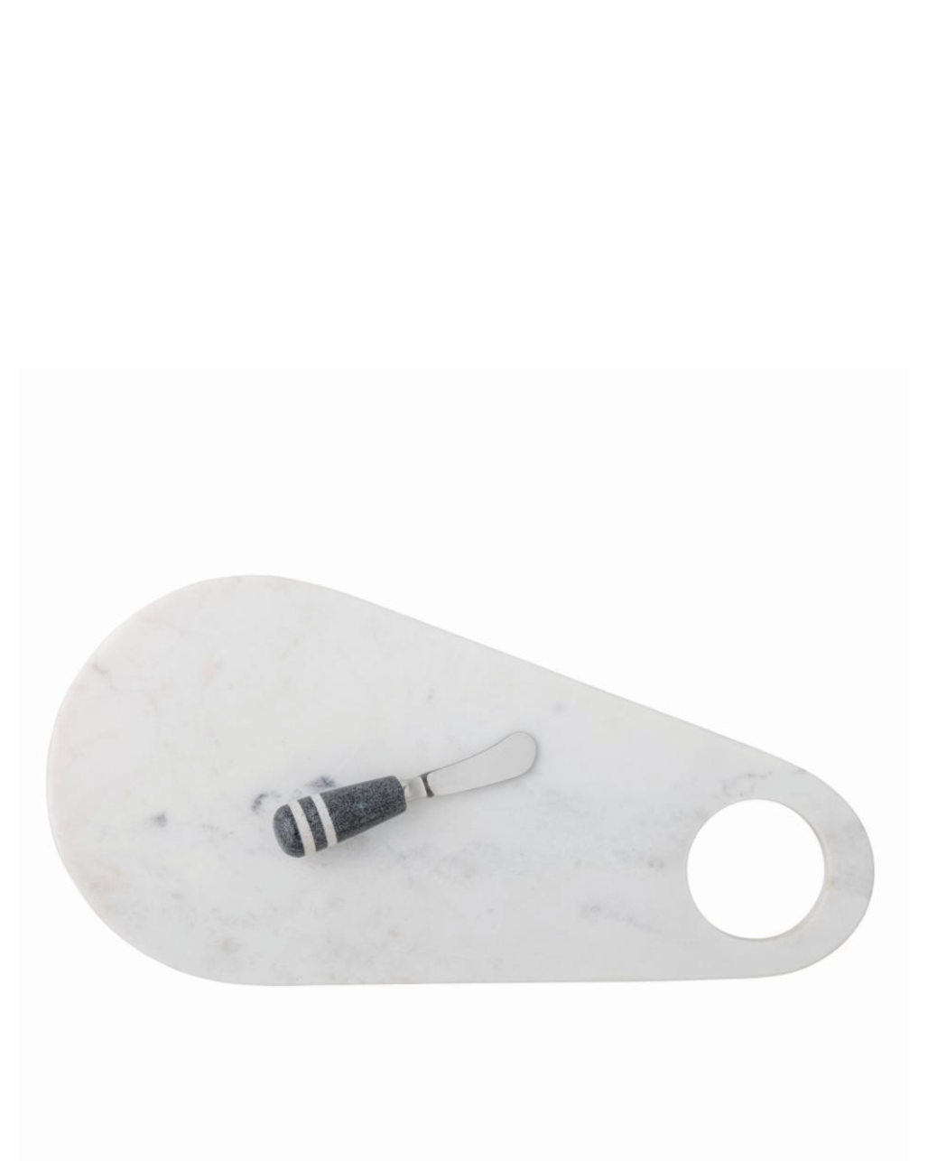Abrielle skjærebrett med kniv, hvit marmor