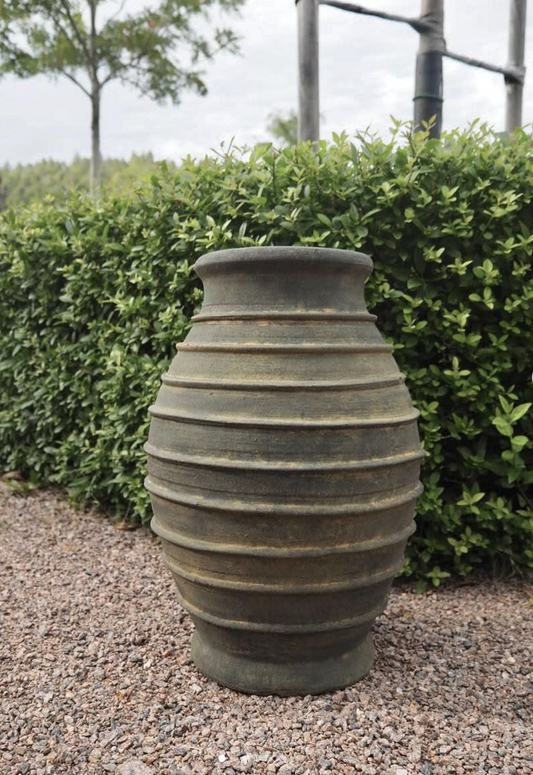 Terracotta Ribbed black Vase