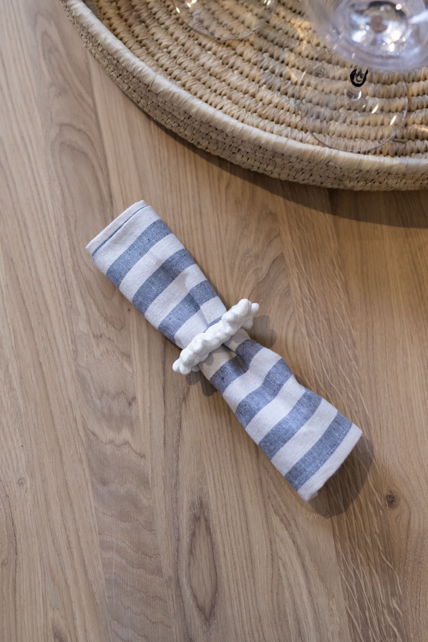 Serviett bred stripe 15mm, zink/lin